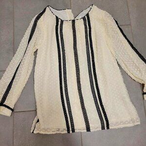 NWT J. Crew Swiss Dot Womens Blouse in Ivory and Black Sz 0